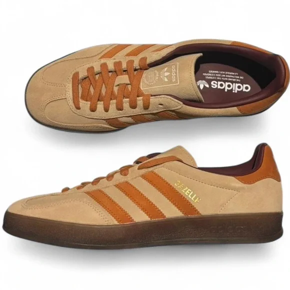 Adidas Gazelle Men's Beige and Rust Sneakers - Picture 2 of 6